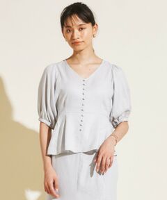 Feroux / フェルゥ シャツ・ブラウス | 【洗える】リネンレーヨンペプラム ブラウス