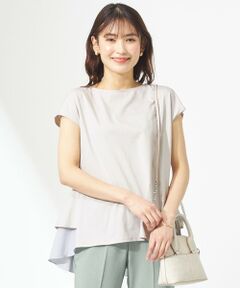 【吸水速乾・洗える】バックシフォンペプラム Tシャツ