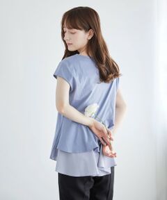 【吸水速乾・洗える】バックシフォンペプラム Tシャツ