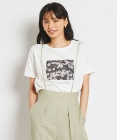 【洗える】フラワーフォトプリントモノトーン Ｔシャツ