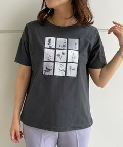 Feroux / フェルゥ カットソー | 【洗える】フラワーフォトプリントモノトーン Ｔシャツ