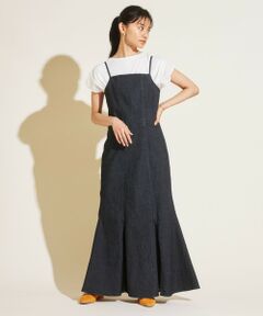 Feroux / フェルゥ ロング・マキシ丈ワンピース | 【洗える】裾シフォンデニムキャミ ワンピース