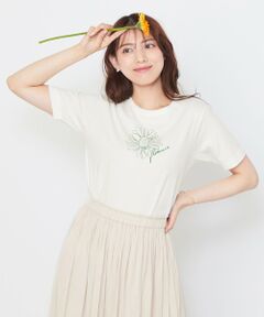 【洗える】フラワートーンイラストタッチ Tシャツ