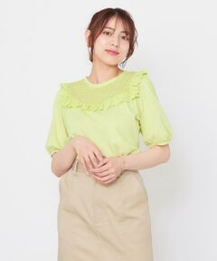 【接触冷感・UVケア】カットワークパフスリーブ Tシャツ