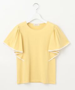 【UVケア】バイカラーラッフルスリーブ Ｔシャツ