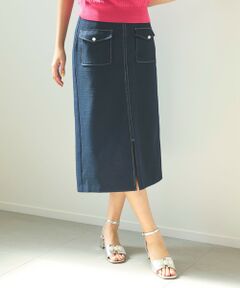 Feroux / フェルゥ ミニ・ひざ丈スカート | 【新色追加・洗える】パールポイントフラップ スカート