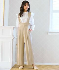 Feroux / フェルゥ サロペット・オールインワン | 【洗える】スカラップデザイン・サスペンダー付きパンツ