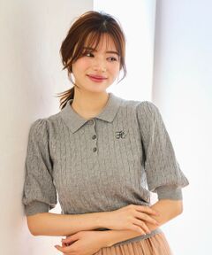 Feroux / フェルゥ ニット・セーター | 胸元刺繍ケーブルポロ ニット