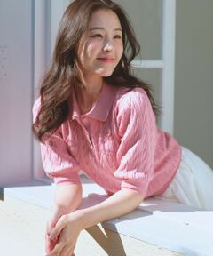 Feroux / フェルゥ ニット・セーター | 胸元刺繍ケーブルポロ ニット