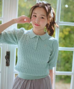 Feroux / フェルゥ ニット・セーター | 胸元刺繍ケーブルポロ ニット