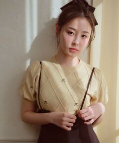 Feroux / フェルゥ ニット・セーター | リボン刺繍ダイヤ柄 ニット