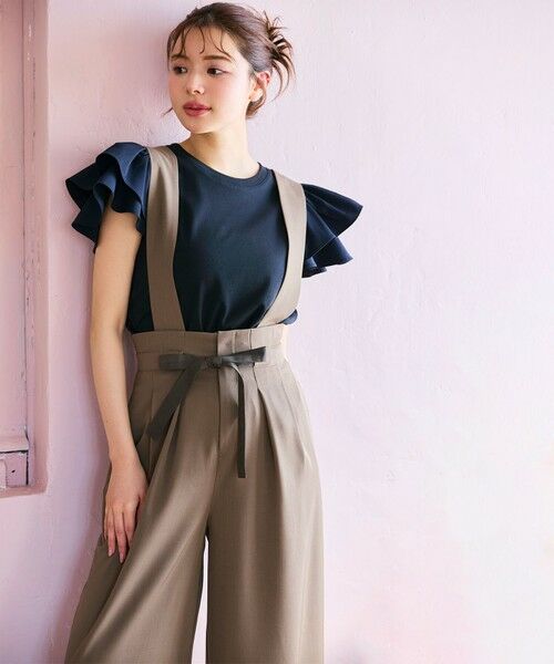 R@　袖フリル　38 セール】 【洗える】フリル袖 Tシャツ （カットソー）｜Feroux