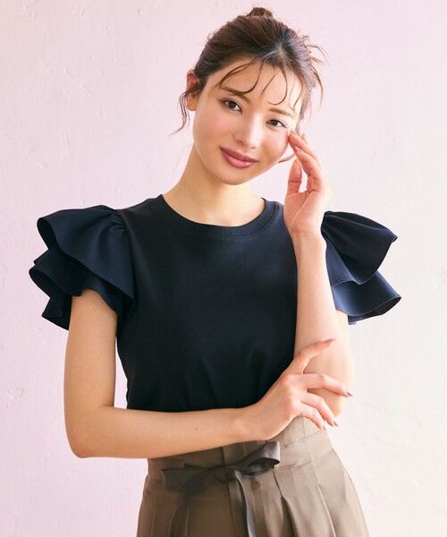 セール】 【洗える】フリル袖 Tシャツ （カットソー）｜Feroux
