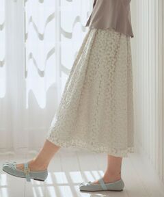 Feroux / フェルゥ ミニ・ひざ丈スカート | フラワー刺繍 フレアスカート