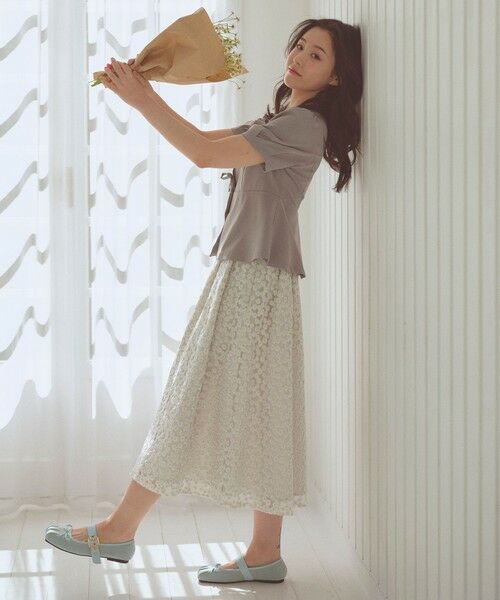 Feroux / フェルゥ ミニ・ひざ丈スカート | フラワー刺繍 フレアスカート | 詳細3