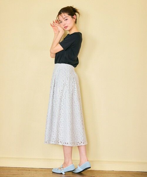 Feroux / フェルゥ ミニ・ひざ丈スカート | フラワー刺繍 フレアスカート | 詳細5