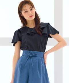 Feroux / フェルゥ カットソー | 【洗える・汗ジミが目立たない】ラッフル襟Tシャツ