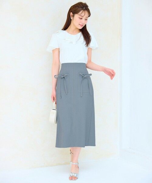 Feroux / フェルゥ カットソー | 【洗える・汗ジミが目立たない】ラッフル襟Tシャツ | 詳細1