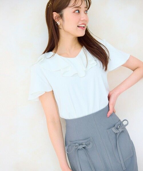 Feroux / フェルゥ カットソー | 【洗える・汗ジミが目立たない】ラッフル襟Tシャツ | 詳細2