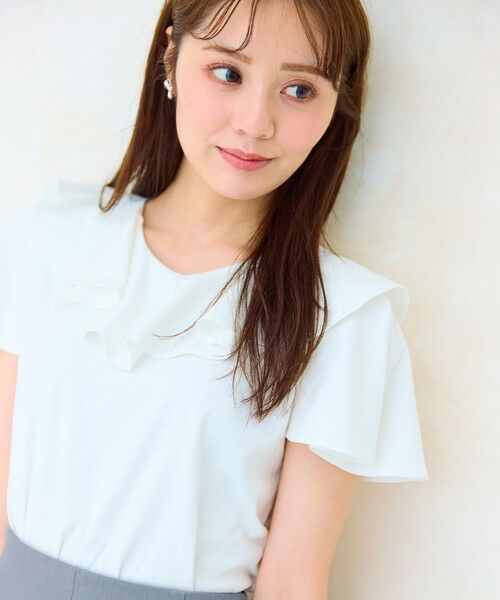 Feroux / フェルゥ カットソー | 【洗える・汗ジミが目立たない】ラッフル襟Tシャツ | 詳細3