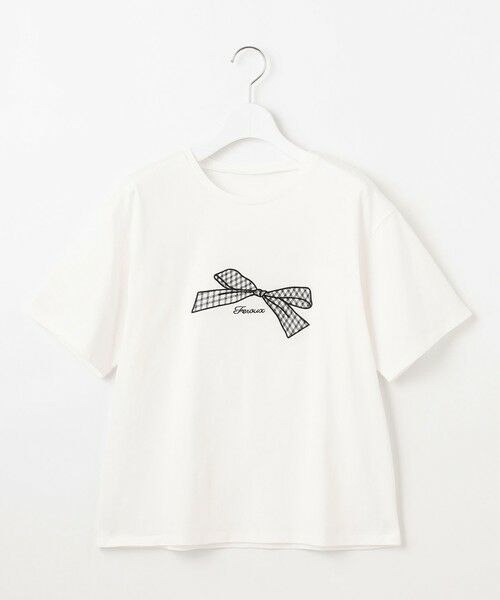 Feroux / フェルゥ カットソー | 【洗える】リボン刺繍 Tシャツ | 詳細4