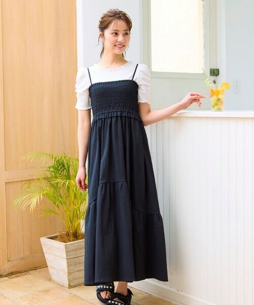 Feroux / フェルゥ ロング・マキシ丈ワンピース | シャーリングデザイン 3WAYキャミドレス | 詳細14