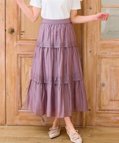 Feroux / フェルゥ ミニ・ひざ丈スカート | 【洗える】タックデザインティアードスカート