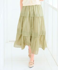 Feroux / フェルゥ ミニ・ひざ丈スカート | 【洗える】タックデザインティアードスカート