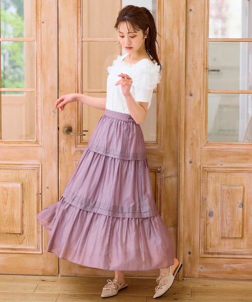 Feroux / フェルゥ ミニ・ひざ丈スカート | 【洗える】タックデザインティアードスカート | 詳細2