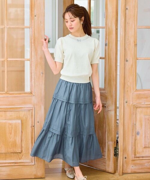 Feroux / フェルゥ ミニ・ひざ丈スカート | 【洗える】タックデザインティアードスカート | 詳細9