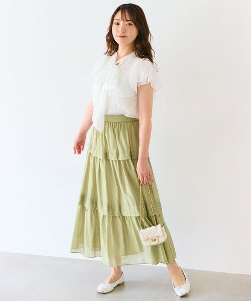 Feroux / フェルゥ ミニ・ひざ丈スカート | 【洗える】タックデザインティアードスカート | 詳細14