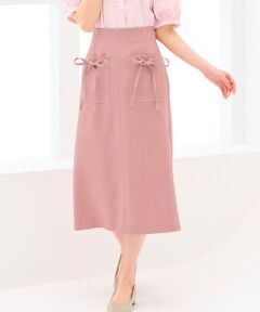 Feroux / フェルゥ ミニ・ひざ丈スカート | 【洗える】リボンポケット付きIライン スカート