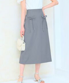 Feroux / フェルゥ ミニ・ひざ丈スカート | 【洗える】リボンポケット付きIライン スカート