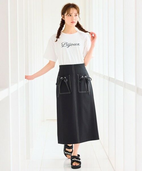 Feroux / フェルゥ ミニ・ひざ丈スカート | 【洗える】リボンポケット付きIライン スカート | 詳細14