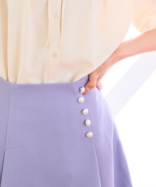 Feroux / フェルゥ ミニ・ひざ丈スカート | 【洗える】パールボタン付きフレア スカート | 詳細2