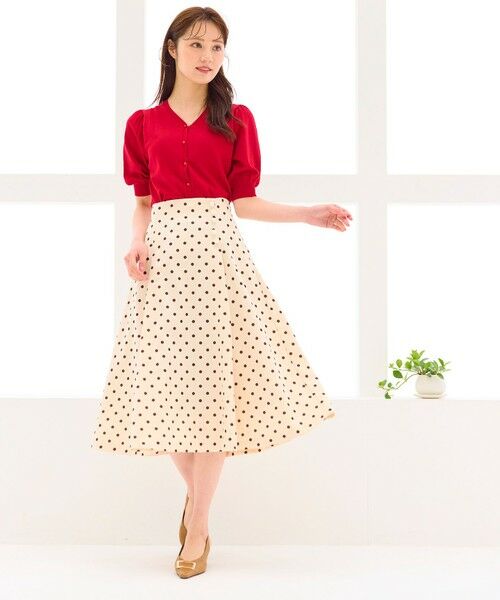 Feroux / フェルゥ ミニ・ひざ丈スカート | 【洗える】パールボタン付きフレア スカート | 詳細4