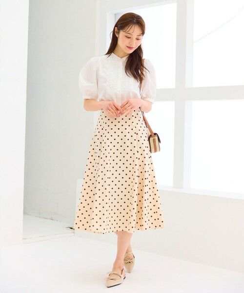 Feroux / フェルゥ ミニ・ひざ丈スカート | 【洗える】パールボタン付きフレア スカート | 詳細6