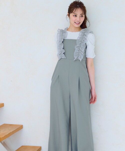 洗える】フリルショルダー サロペット （サロペット