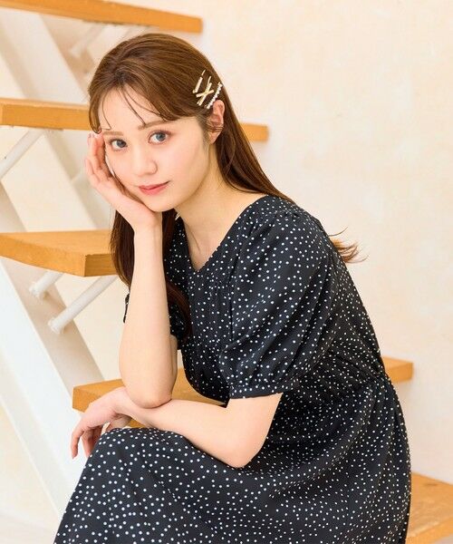 セール】 【洗える】ギャザーデザインパフスリーブワンピース