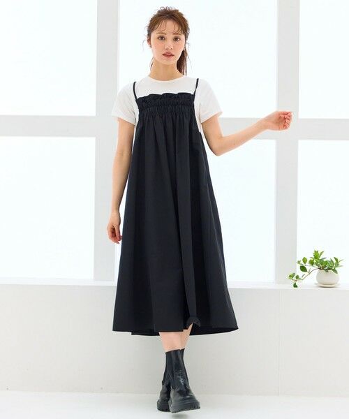 Feroux / フェルゥ ロング・マキシ丈ワンピース | 【洗える】レイヤード風 ギャザーワンピース | 詳細5