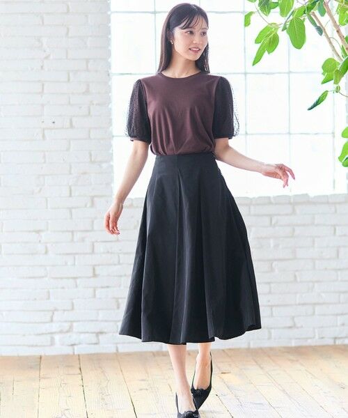 Feroux / フェルゥ カットソー | 【汗ジミが目立たない・洗える】チュール袖パフスリーブ Tシャツ | 詳細6