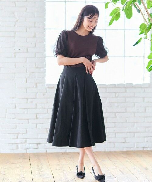 Feroux / フェルゥ カットソー | 【汗ジミが目立たない・洗える】チュール袖パフスリーブ Tシャツ | 詳細7