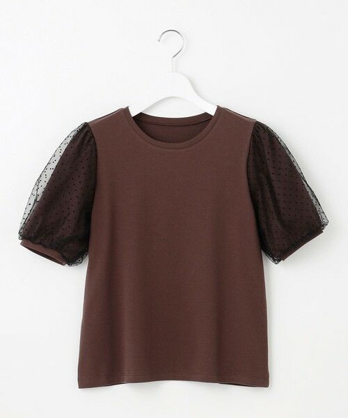 Feroux / フェルゥ カットソー | 【汗ジミが目立たない・洗える】チュール袖パフスリーブ Tシャツ | 詳細9