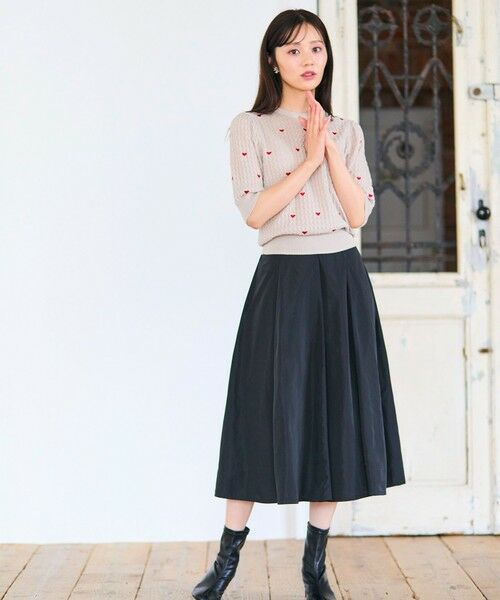 Feroux / フェルゥ ニット・セーター | 【洗える】ハーフスリーブ ハート刺繍 ニット | 詳細6