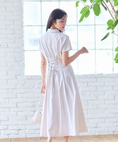 Feroux / フェルゥ ロング・マキシ丈ワンピース | 【洗える】パールボタンストライプ シャツワンピース