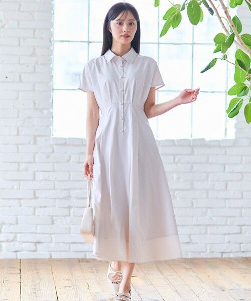 Feroux / フェルゥ ロング・マキシ丈ワンピース | 【洗える】パールボタンストライプ シャツワンピース | 詳細1