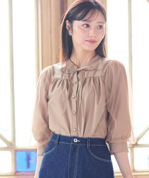 Feroux / フェルゥ シャツ・ブラウス | 袖チュールリボンスキッパー ブラウス | 詳細1