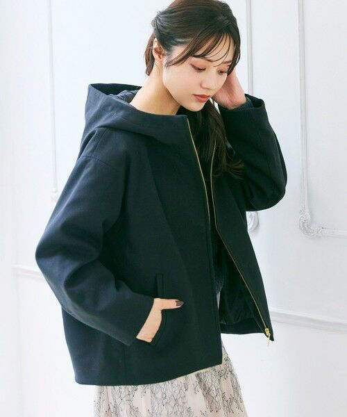 Feroux / フェルゥ その他アウター | フード付きコクーンショート コート(ブラック系)