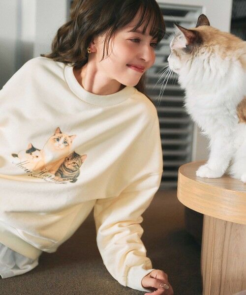 Feroux / フェルゥ スウェット | 【猫カフェMOCHAコラボ】猫ちゃんプリント トレーナー | 詳細15