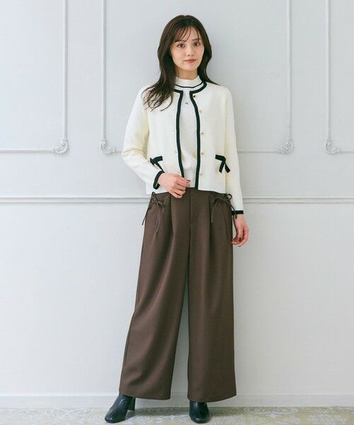 Feroux / フェルゥ カーディガン・ボレロ | バイカラーリボンニット カーディガン | 詳細1